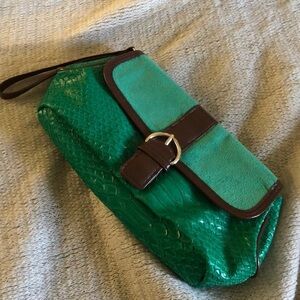 Vintage Elizabeth Arden Green & Brown Clutch
